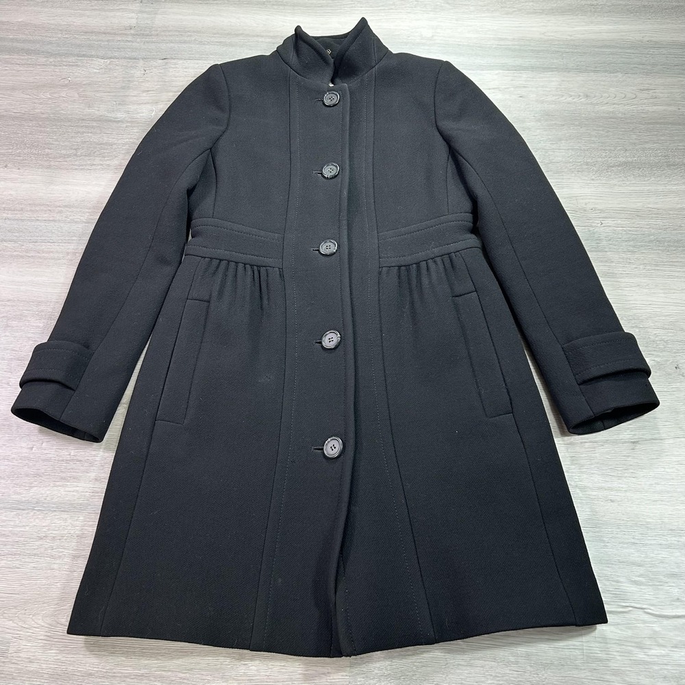 J Crew Coat Womens 0 Black Double Cloth Lady Day Thinsulate Wool Lined Long